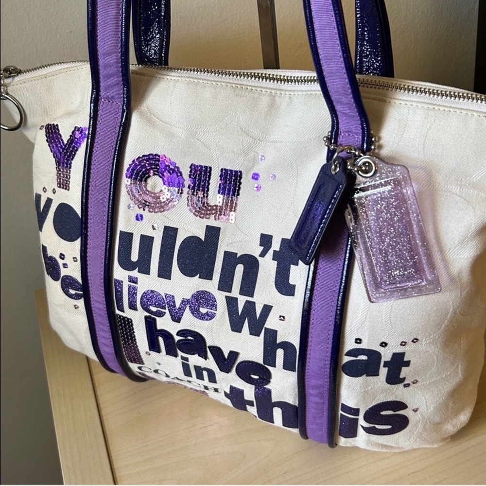 COACH POPPY RARE "You Wouldn't Believe" Signature Glam Shoulder Tote Bag!